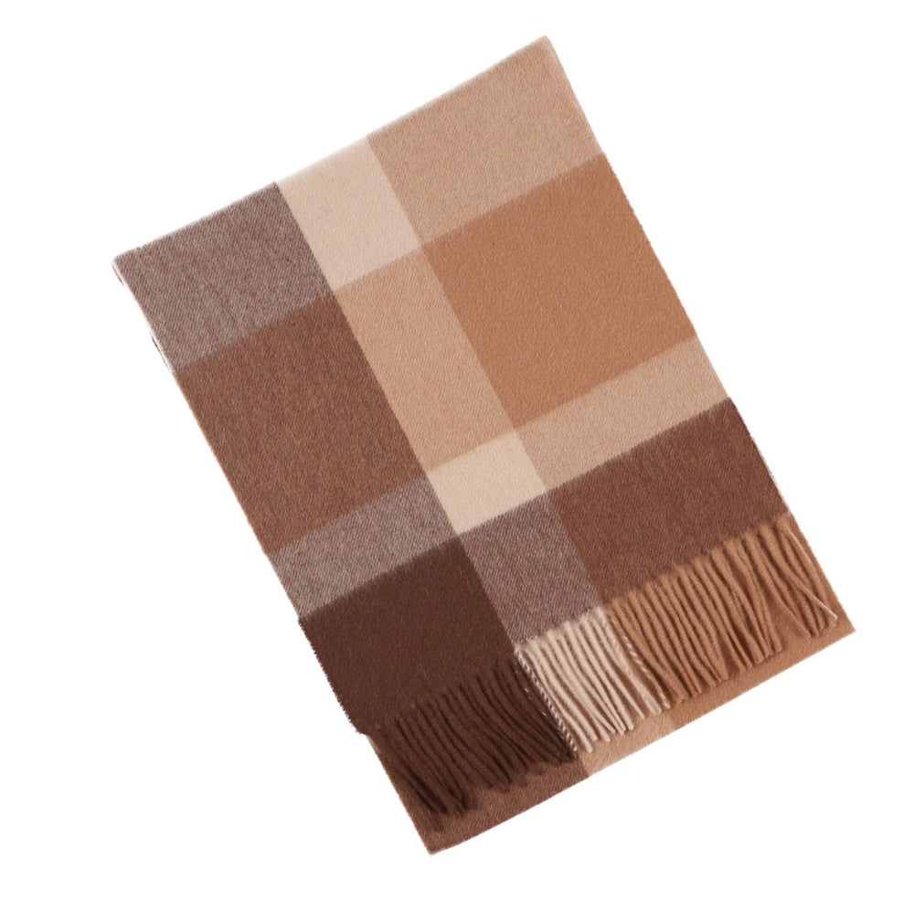 Isoruutuinen villahuivi, 100 % villaa, ruskea-beige – York (6)