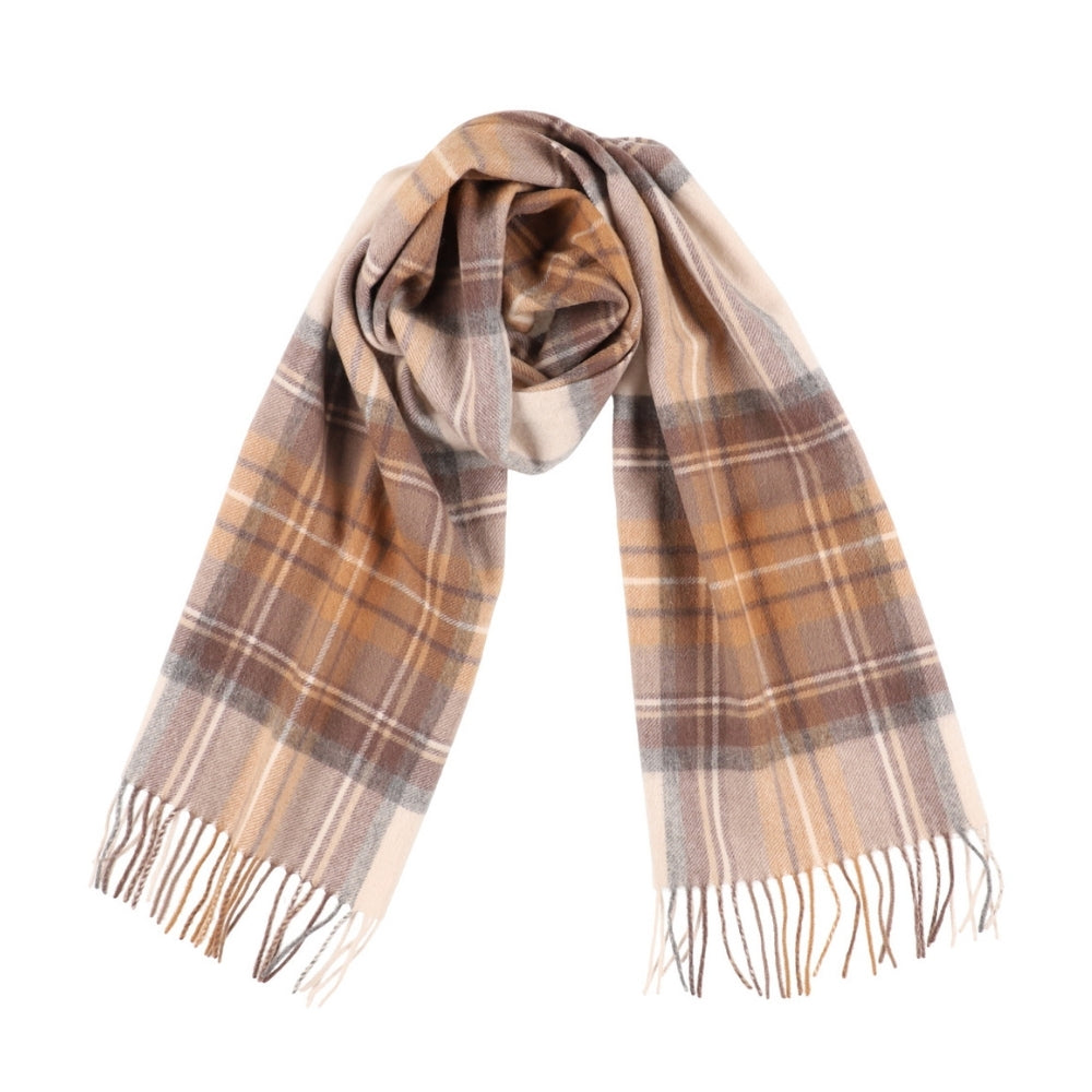 Ruudullinen villahuivi, 100 % villaa, ruskea – Lontoo (4)