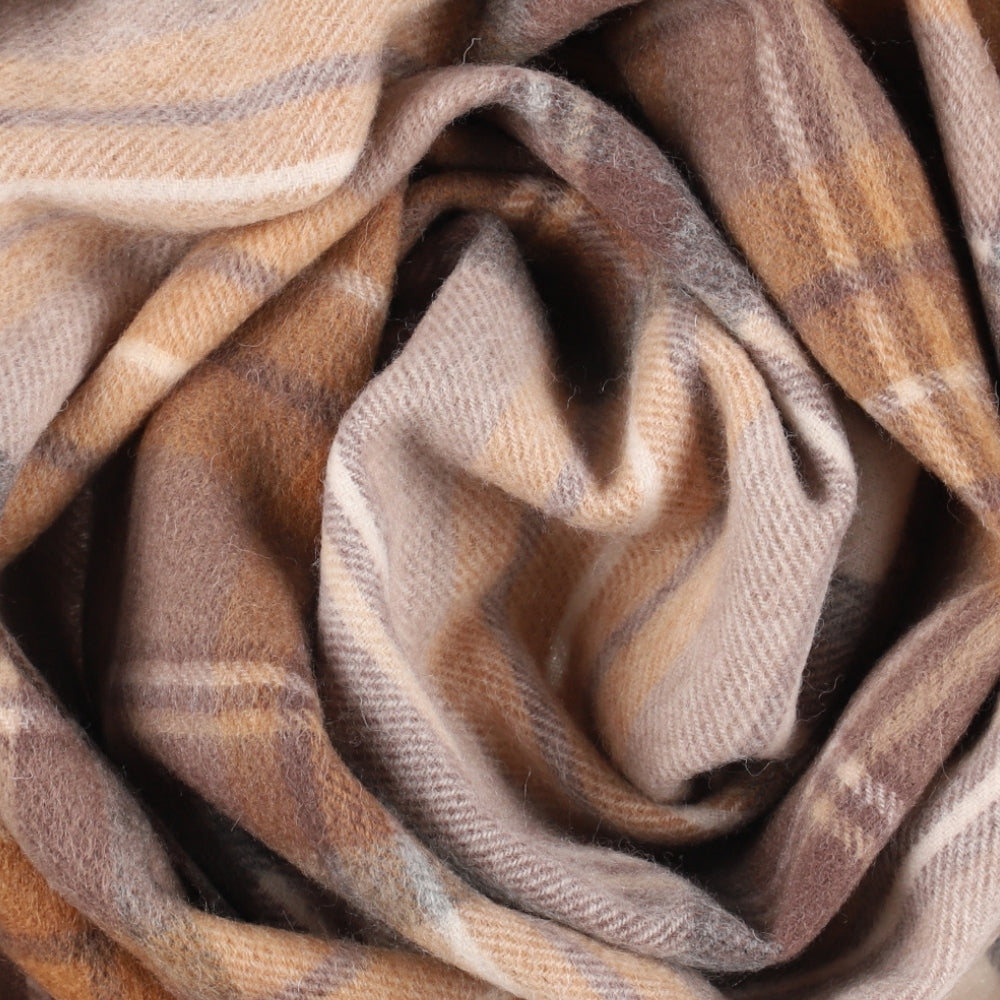 Ruudullinen villahuivi, 100 % villaa, ruskea – Lontoo (2)