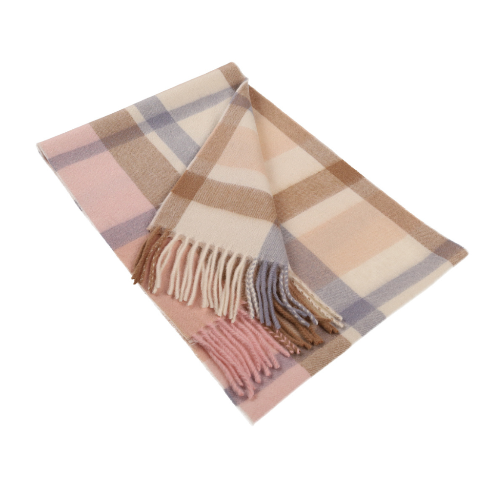 Ruudullinen villahuivi, 100 % villaa, beige – Lontoo (1)