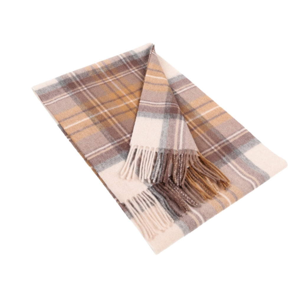 Ruudullinen villahuivi, 100 % villaa, ruskea – Lontoo (1)