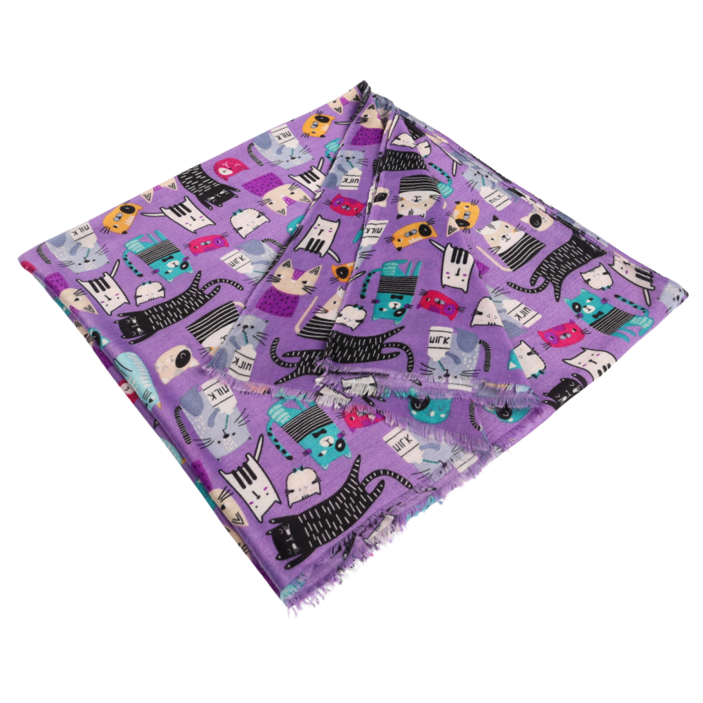 Violetti kissakuvioinen hartiahuivi – Nikko (1)