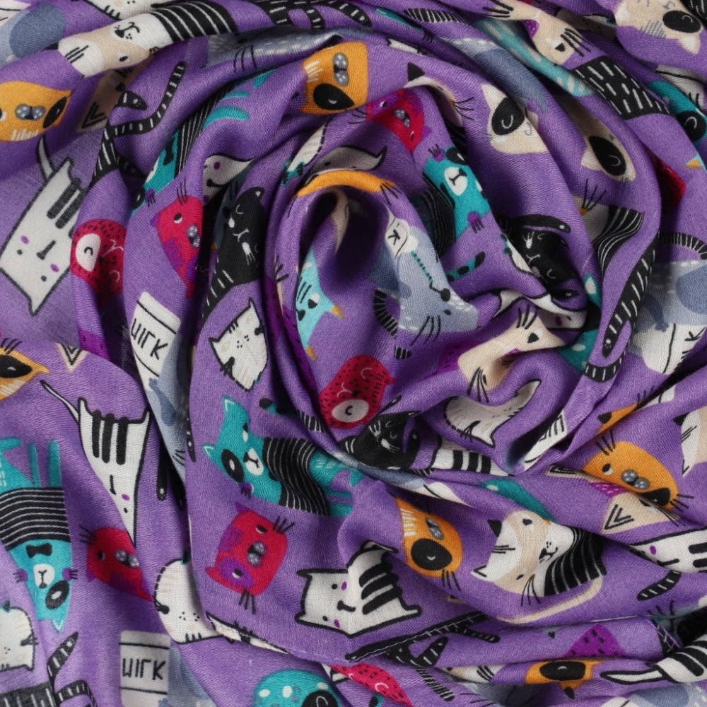 Violetti kissakuvioinen hartiahuivi – Nikko (2)