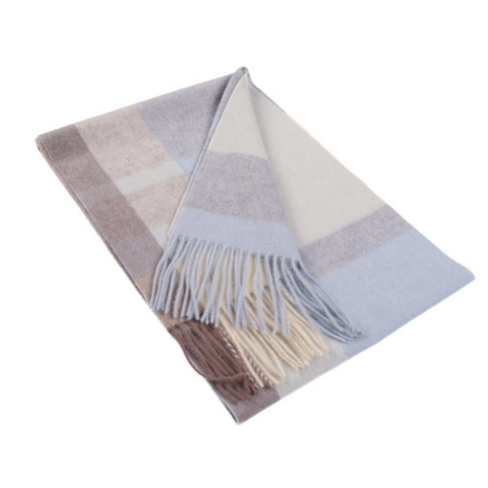 Ruudullinen villahuivi, 100 % villaa, sininen – Lontoo (1)