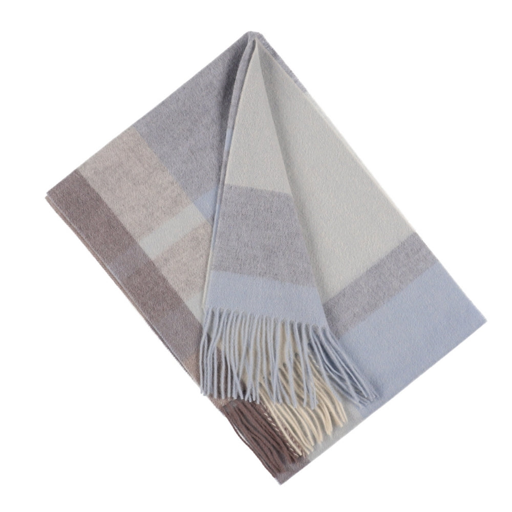 Ruudullinen villahuivi, 100 % villaa, sininen – Lontoo (3)