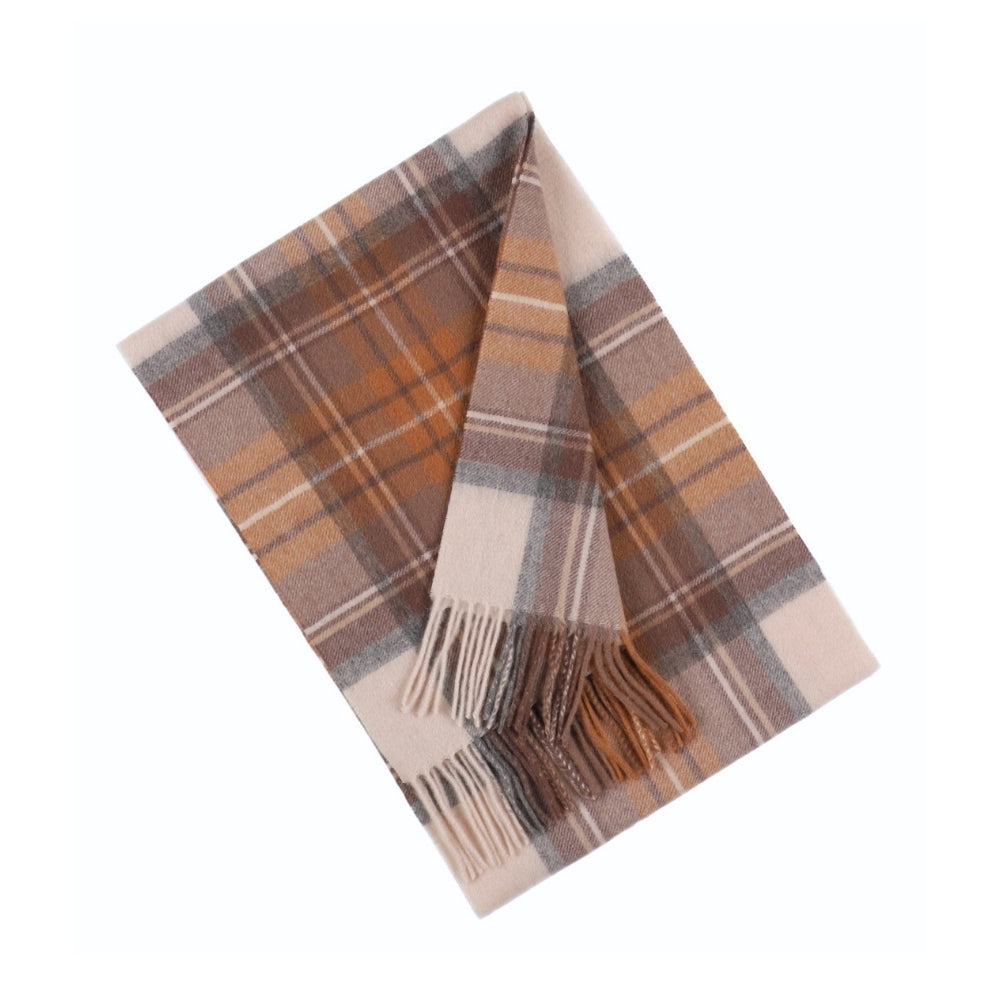 Ruudullinen villahuivi, 100 % villaa, ruskea – Lontoo (3)